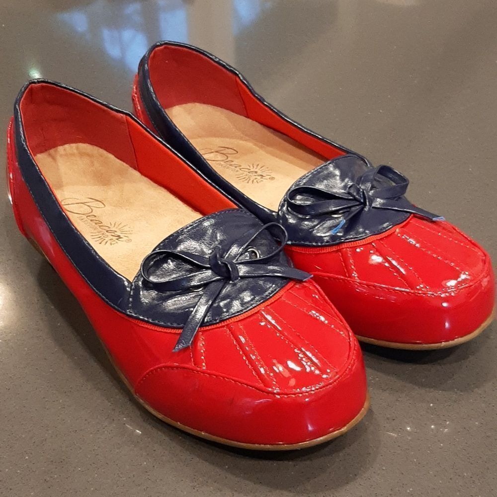 Beacon Red and Blue Rain Slip On Shoes